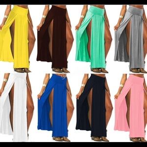 High Waist Double Slit Maxi Skirt