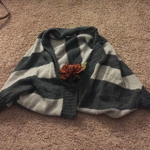 Grey block wrap sweater