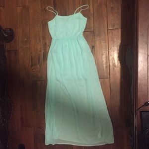 Long sheer mint colored dress