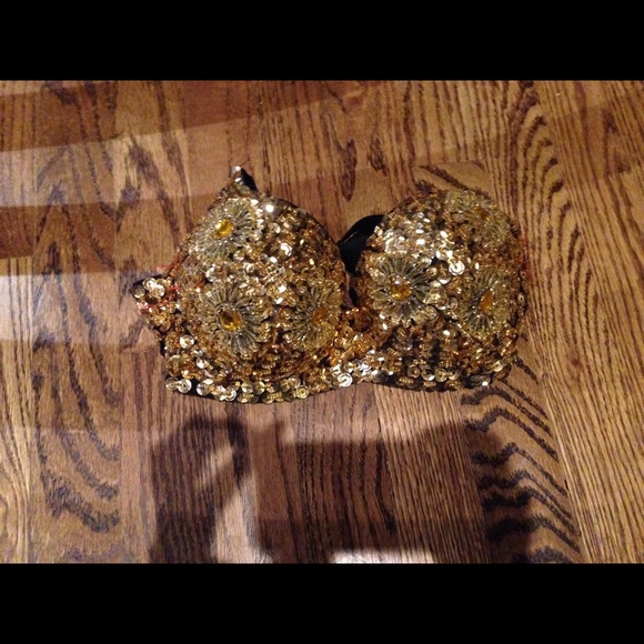 Gold glitter bra with jewels