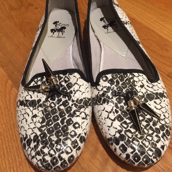 Sam Edelman Black and White Snakeskin Flats 7.5-8