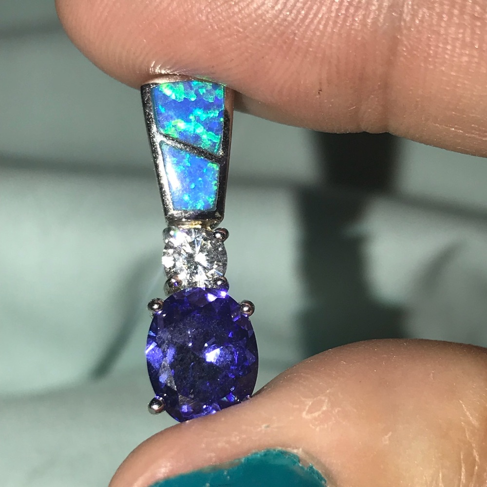 Tanzanite simulant with Opal and cz. 925