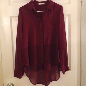 "Lush" Long Sleeve Maroon Button Up