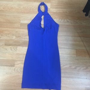 Blue halter Bebe dress size xs