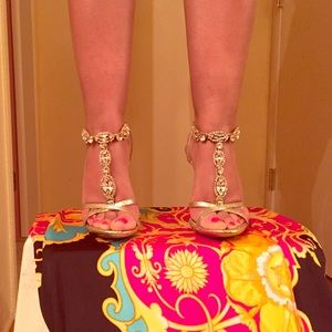 Bakers gold bejeweled sandals