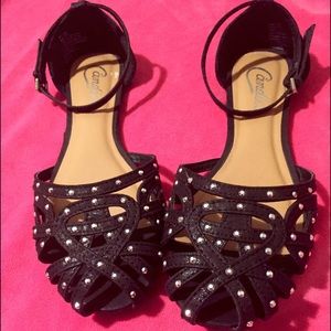 Candies black rhinestone embellished flats NWOT!!!