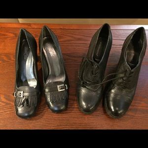 2 pairs size 8 black dress shoes...
