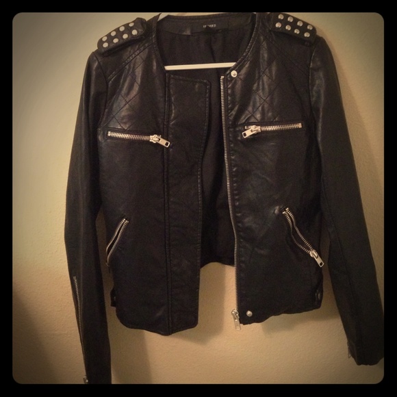 Black, fake leather jacket