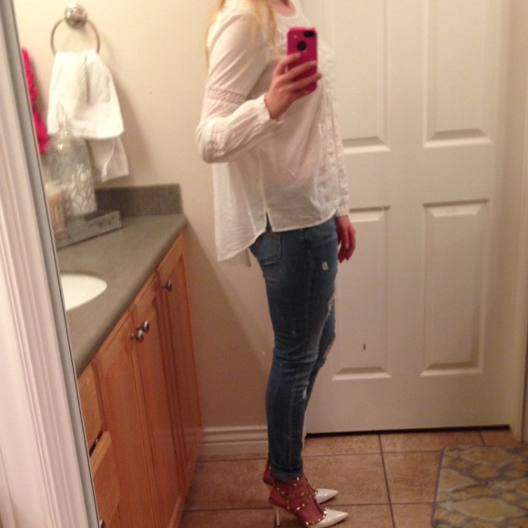 Free people light airy white shirt - Picture 3 of 4