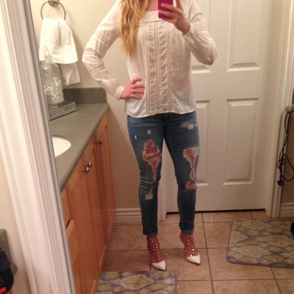 Free people light airy white shirt - Picture 4 of 4