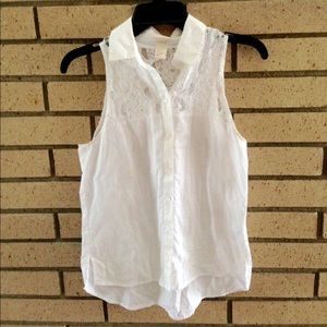 White tank top with lace detailing