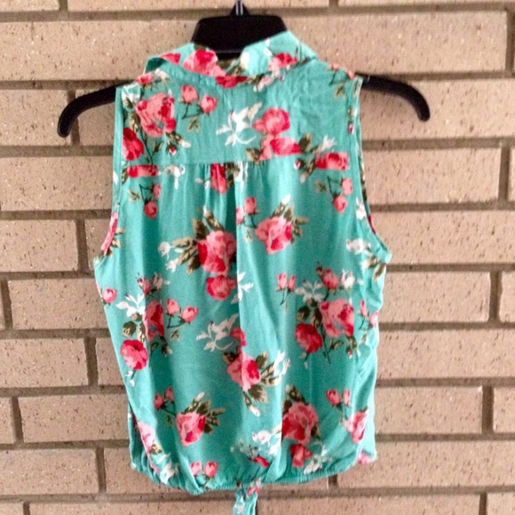 Flowery vintage tie tank top - Picture 2 of 2