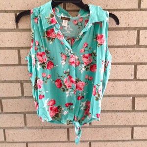 Flowery vintage tie tank top