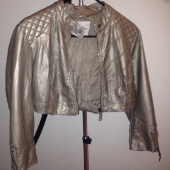 Bebe cropped leather jacket