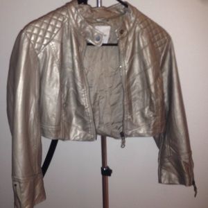 Bebe cropped leather jacket