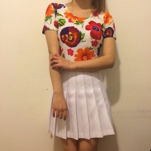 AA Floral Print Short Sleeve Crop Top