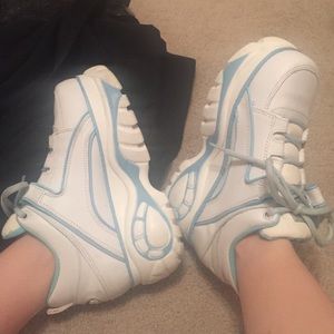 White and Blue buffalo platform sneakers