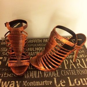 Brian Atwood Leather Strap Sandals, Size 8