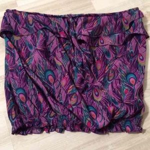 💖 Forever21 Purple & Peacock pattern Tube Top 👚
