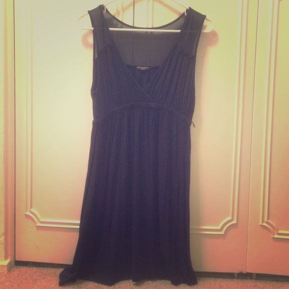Black tank dress with netted top, vneck - Picture 1 of 4