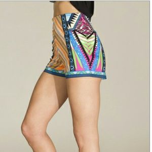 High waist tribal print shorts