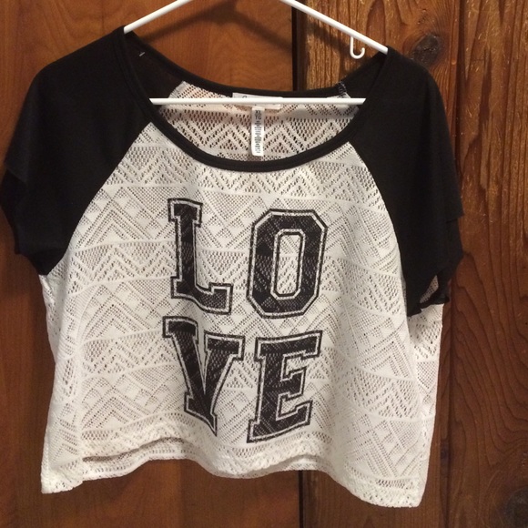 Black & White "LOVE" crop top