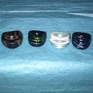 4 Glass Bauble Rings