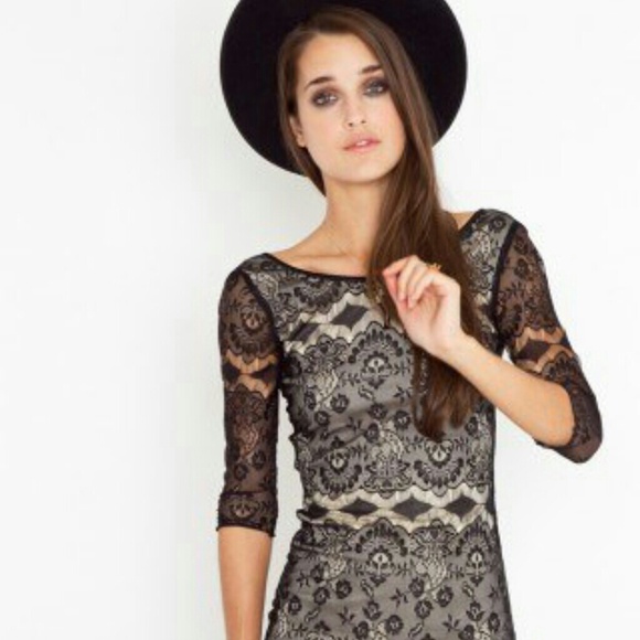 Nasty Gal lace bodycon scoop back dress small