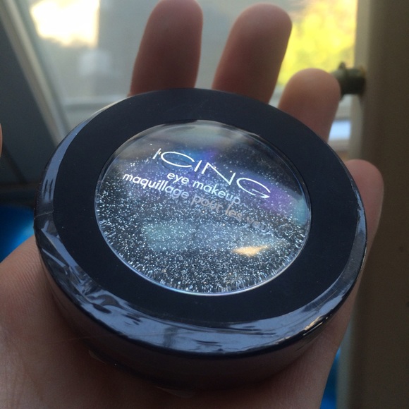 Glittery, silver eyeshadow by Icing