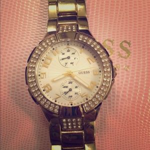 gold guess watch
