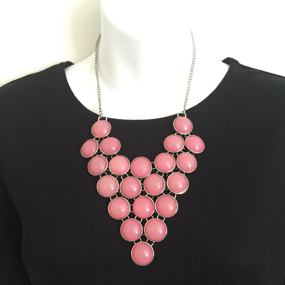 Beautiful Pink and Silvertone Statement Necklace