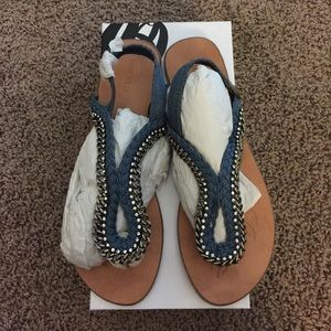 Brand New Denim Flat Nine West Sandals
