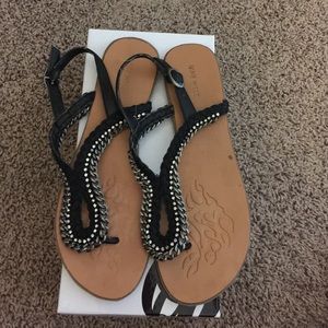 Nine West Black Flat Sandals