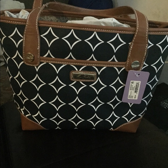 Brand New white and navy shopper style purse!