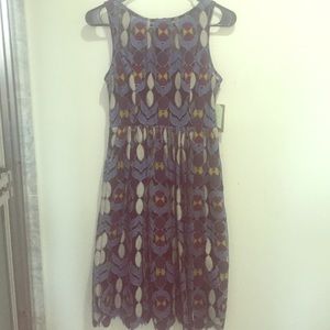 Printed mesh midi dress