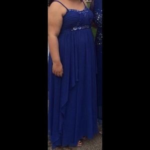 Blue beaded prom dress