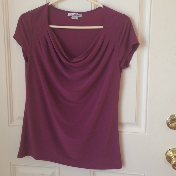 Carol Rose purple crowl neck blouse S small