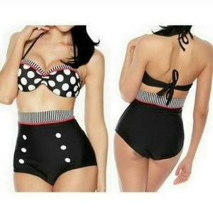 Polka dot high waist bathing suit