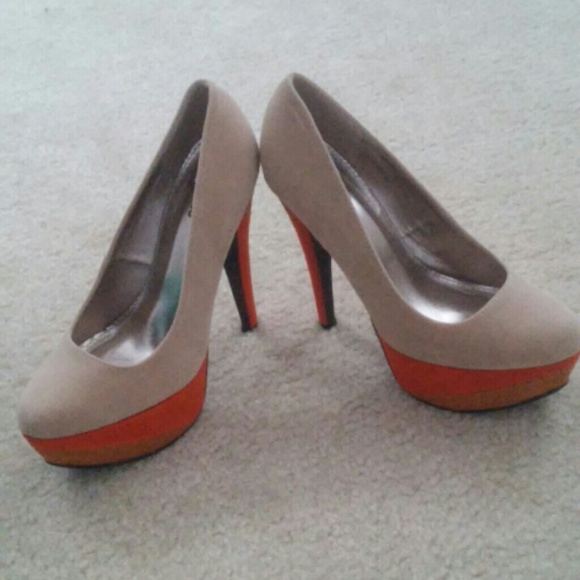 Tan and orange shoes