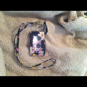Authetic Vera Bradley lanyard with mini wallet