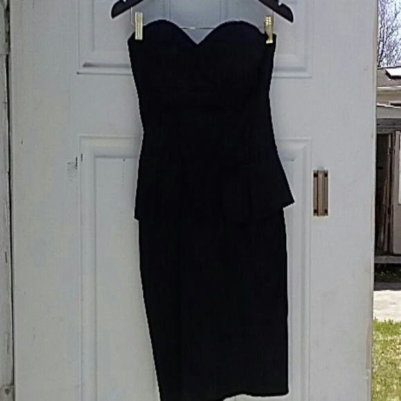 Black strapless dress peplum