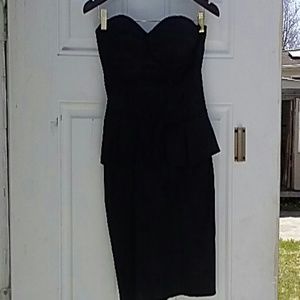 Black strapless dress peplum
