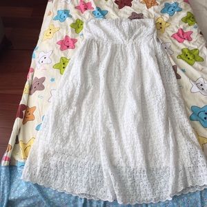 Strapless while lace dress (anthropologie)