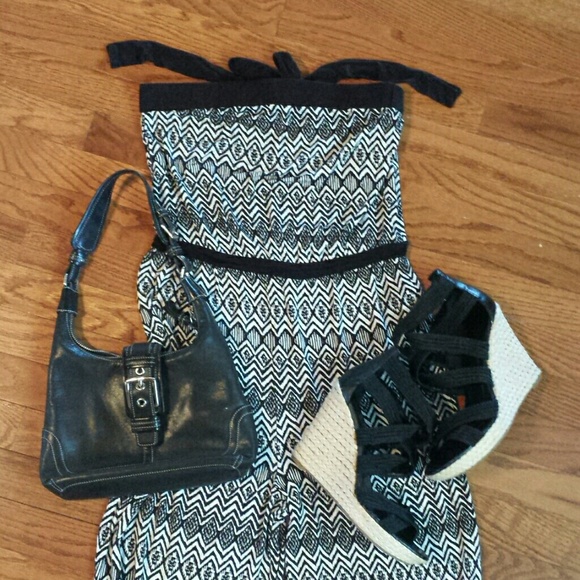 Black and white tribal print jumpsuit
