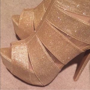 Reserved - Never worn, Sparkling Gold Mesh  Heels