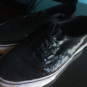 Black Sparkly Vans size 8.5 in women's