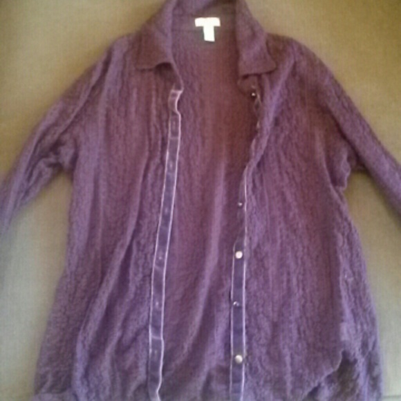 Purple/maroon J Jill Light Button Up Cardigan