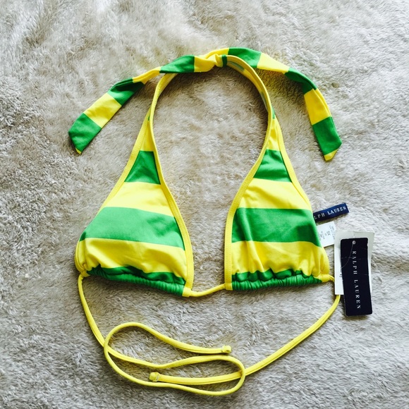 NWT Ralph Lauren bikini TOP in yellow & Green - Picture 3 of 3