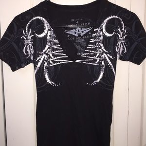 Black and white affliction top