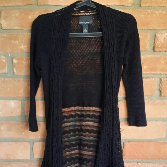 Cynthia Rowley black duster/long cardigan XS